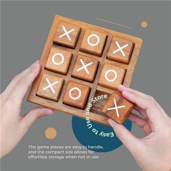 Wooden Tic Tac Toe Game XO Blocks Farmhouse Decor Coffee Table Gift 5.5 Inch - Picture 5 of 7